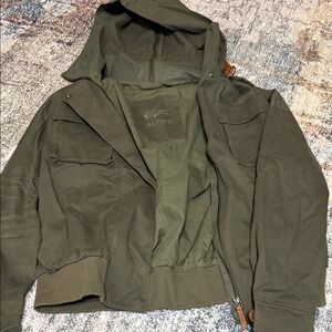Lacoste Olive Utility Hooded Field Jacket